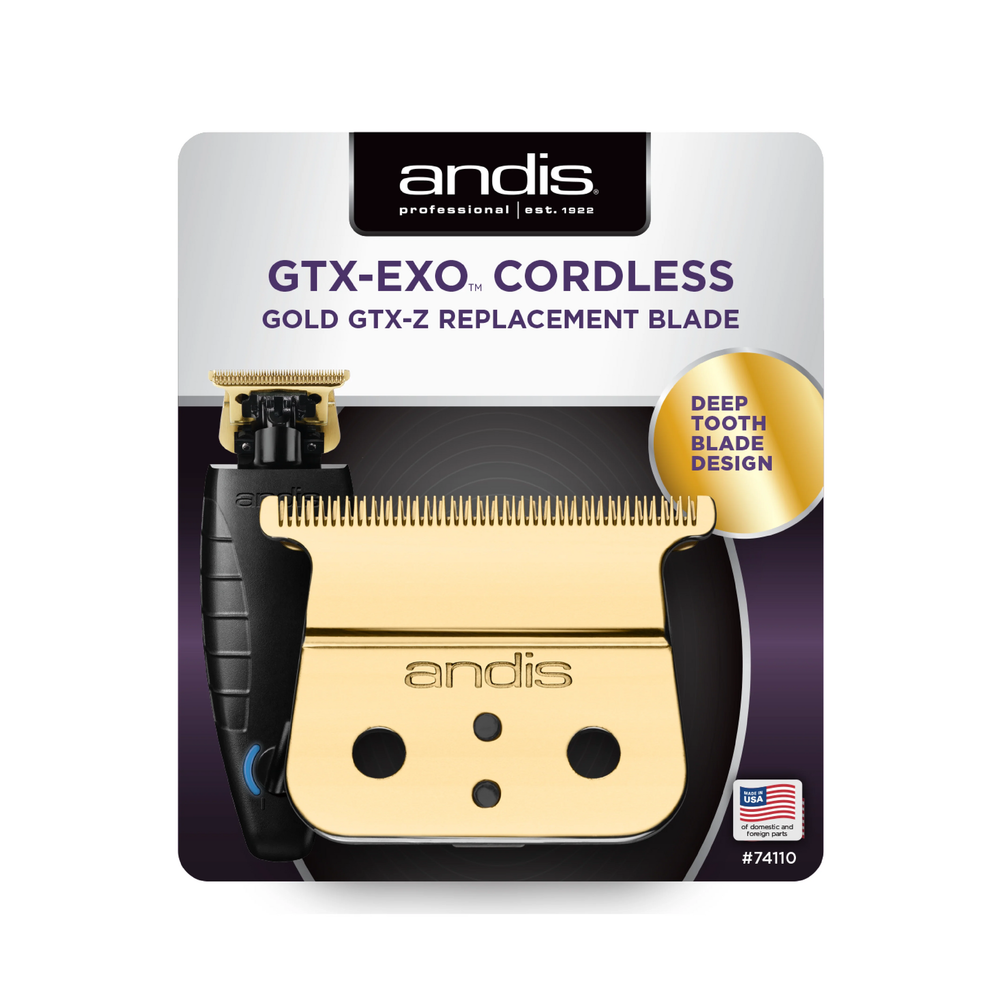 Andis GTX-EXO Cordless Gold GTX-Z Deep Tooth Replacement Blade (74110) for Precision Detailing