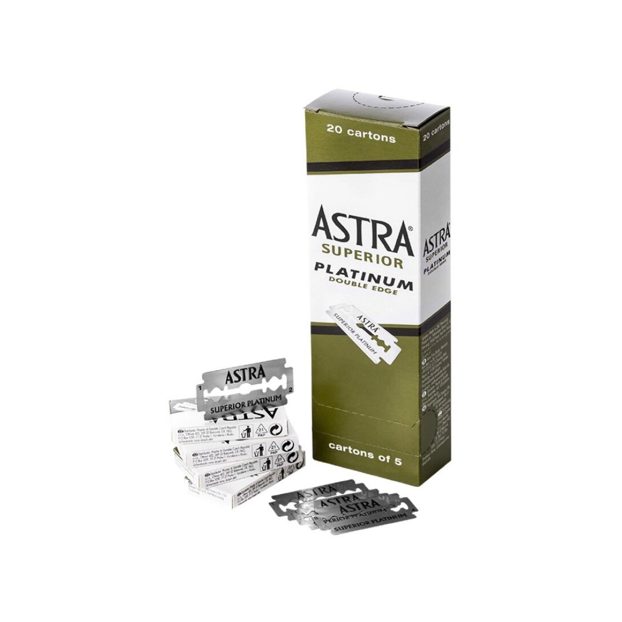 Astra Superior Platinum Double Edge Razor Blades - 100 Pack, Platinum-Coated for Smooth Shave, 9/10 Sharpness