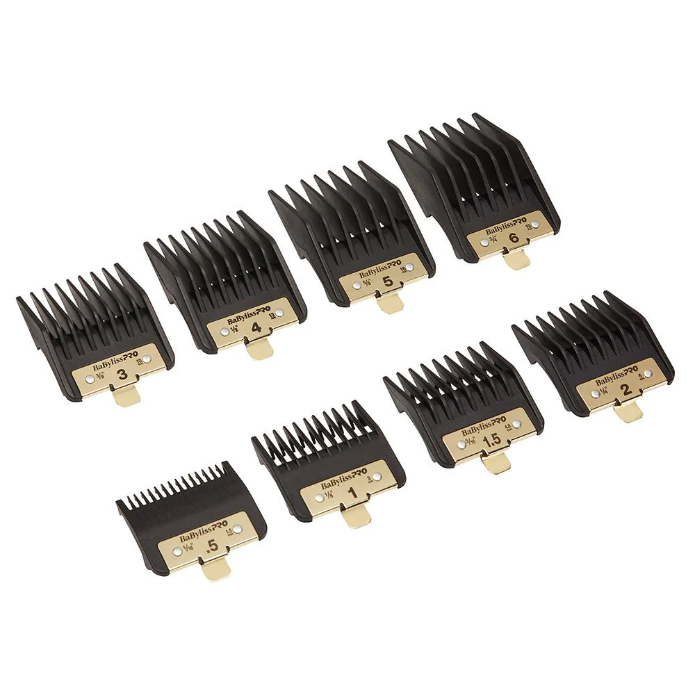 Babyliss PRO Premium Clipper Comb Attachments - 8pcs | Compatible with FX870, FX825 & Most 2-Hole Blades