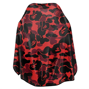 Barber Bazaar Camo Barber Cape - Red | Waterproof, Anti-Static & Elastic Neck