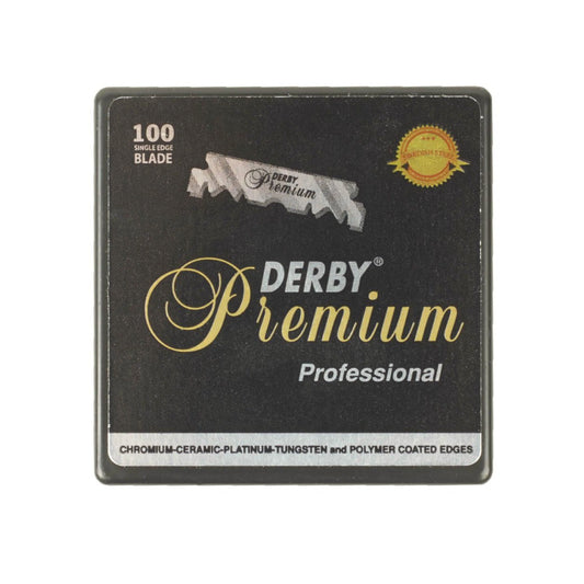 Derby Premium Professional Single Edge Razor Blades - 100 Pack, Swedish Steel, Chromium-Coated for Smooth Shave