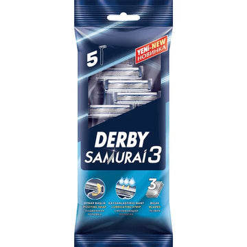 Derby Samurai 3 Triple Blade Razor - 5 Pack | Comfortable Shave with Smooth Glide