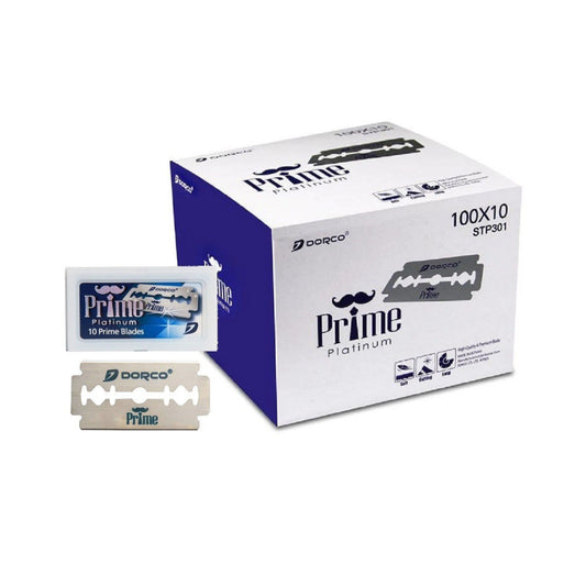 Dorco Prime Platinum Double Edge Razor Blades - 100 Pack, Super Sharp, Skin-Friendly Shave
