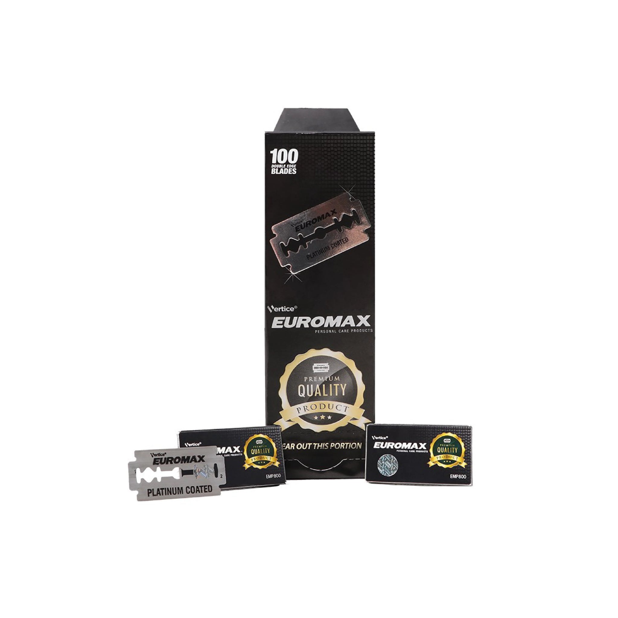 Euromax Platinum Coated Double Edge Razor Blades 100 - Premium Smooth Shave for Men & Women
