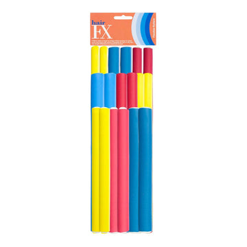 Hair FX Assorted Flexible Rollers - 18pcs for Effortless Curls and Waves