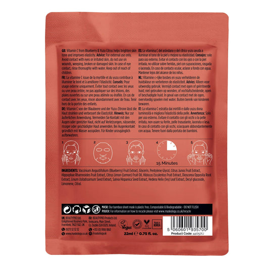 Maskology Vitamin C Professional Facial Sheet Mask – Hydrating, Brightening & Anti-Aging