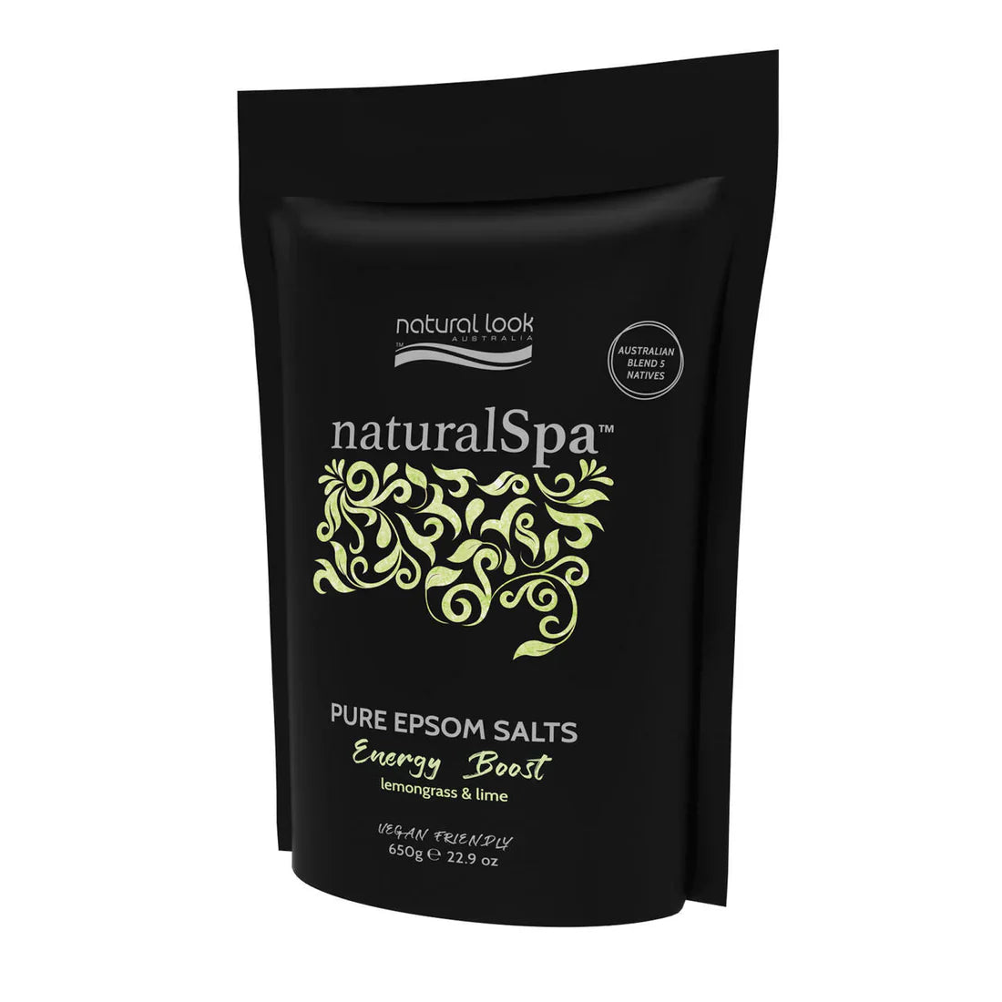 Natural Spa Energy Boost Pure Epsom Salts with Lemongrass & Lime Extract – 650g for Muscle Relaxation & Skin Hydration