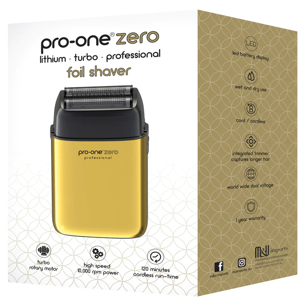 Pro-One Zero Double Foil Shaver - Gold | Professional Bald Fade & Neckline Trimmer