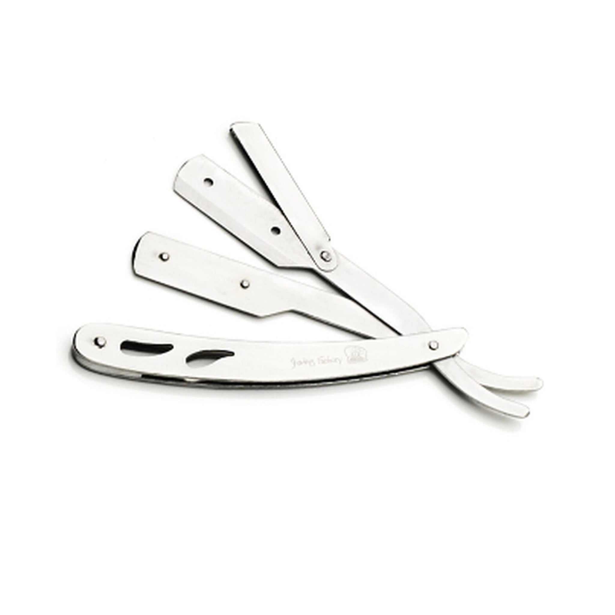 The Shave Factory Metal Straight Razor - Silver | Professional Barber Razor with Snap Lock Design