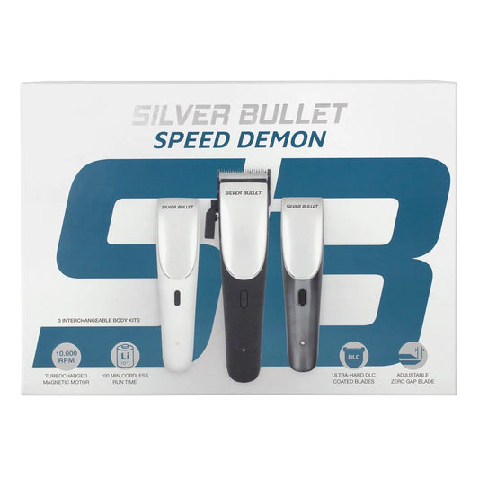 Silver Bullet Speed Demon Hair Clipper - Professional Cordless Hair Clipper with Turbo Boost, 10,000 RPM Motor & 3 Interchangeable Body Kits