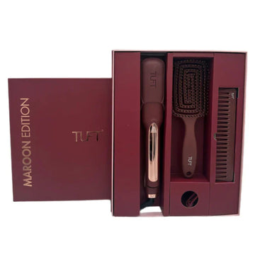 Tuft Diamond Plus 2-Inch Straightener Gift Set - Maroon | Nano Ceramic Technology, Fast Heat-Up & Multi-Directional Floating Plates