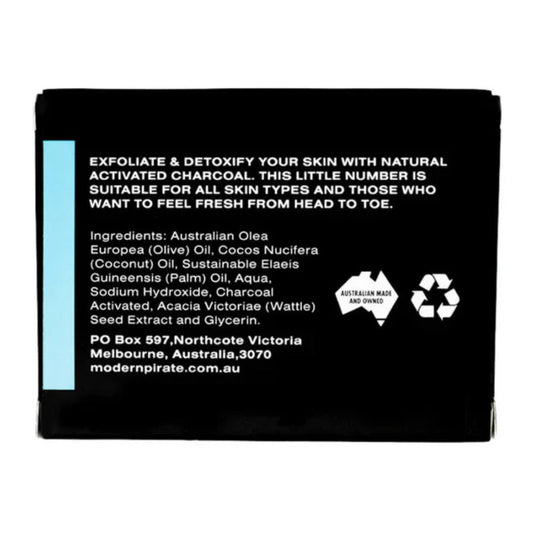 Modern Pirate Activated Charcoal Soap - 110g | Natural Skin Cleanser for Oily & Normal Skin
