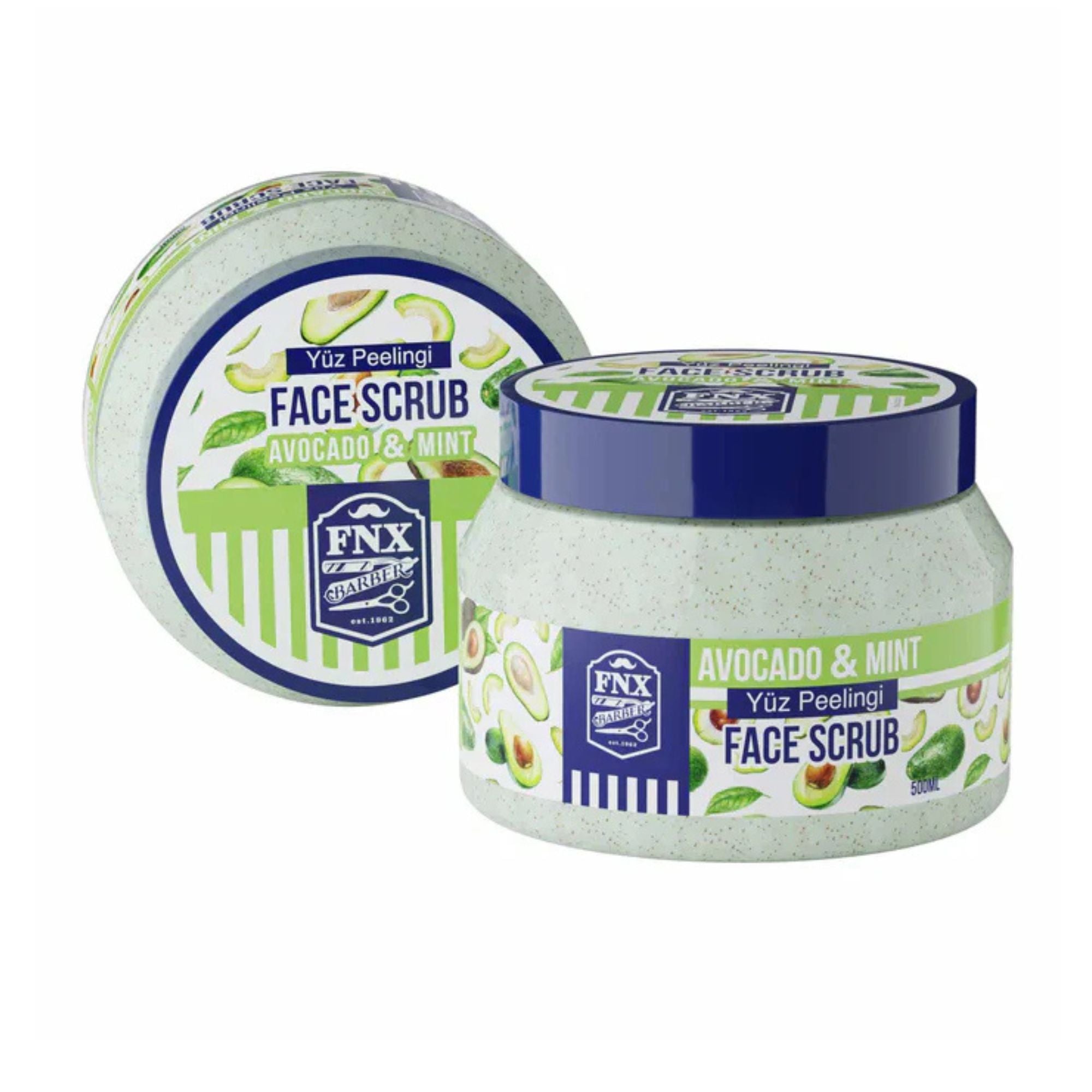 FNX Barber Avocado & Mint Peeling Face Scrub – 500ml | Exfoliating, Hydrating, Nourishing for All Skin Types