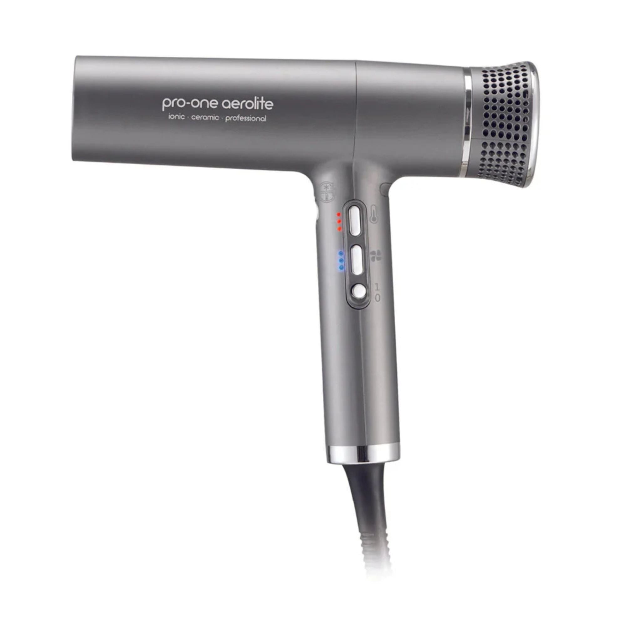 Pro-One Aerolite Titanium Hairdryer - Ultra Lightweight, Powerful BLDC Motor, Includes Diffuser & Nozzles