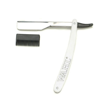 Wahl Folding Hair Razor - White | Replaceable Blade Cut Throat Razor with Sliding Blade Holder